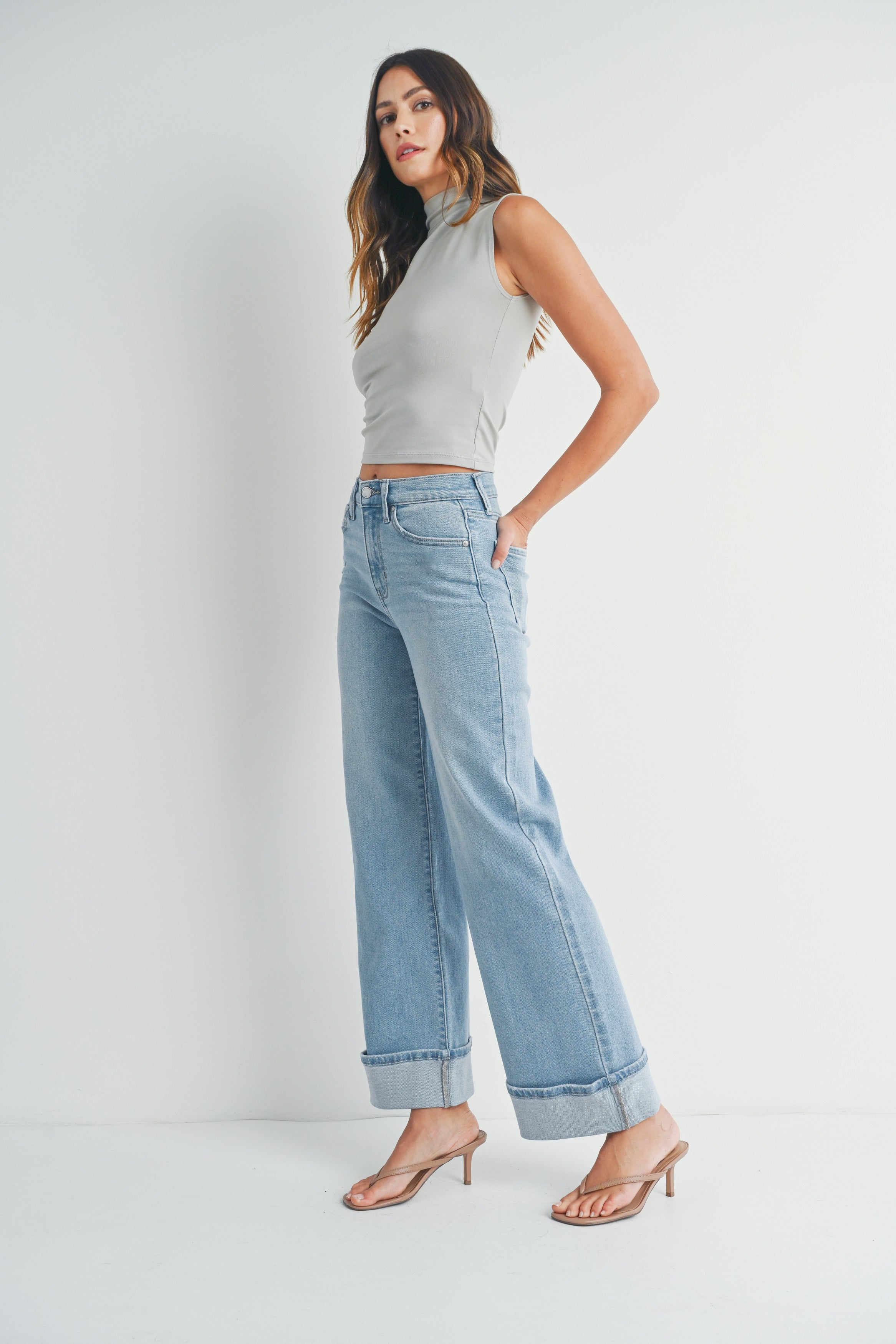 Charlie Cuffed Palazzo Jeans