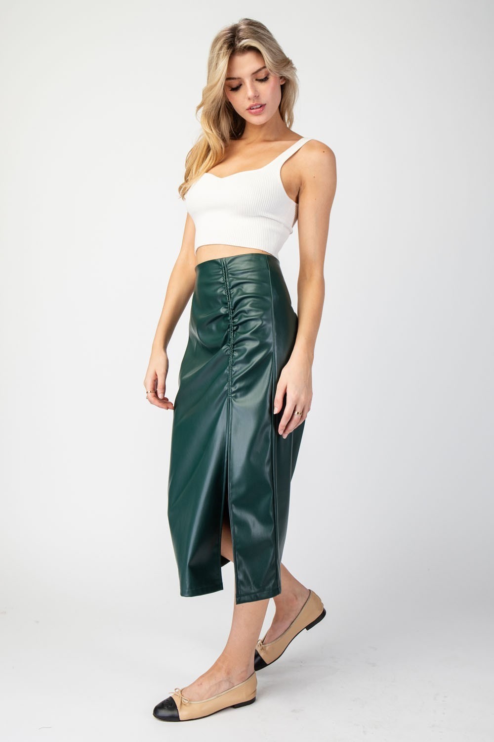 Evergreen Faux Leather Skirt