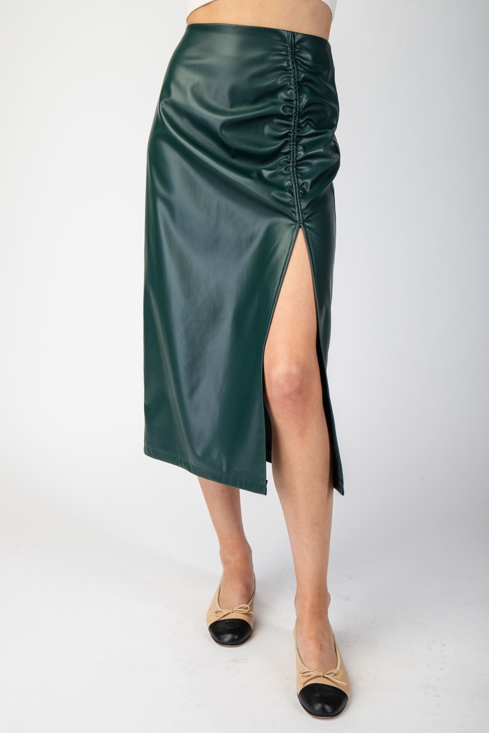 Evergreen Faux Leather Skirt