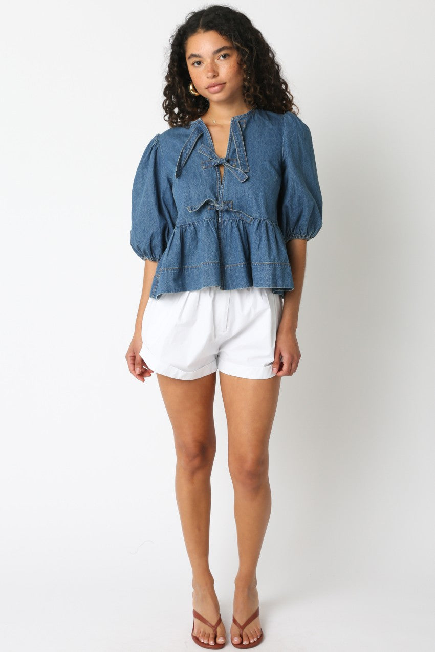 Darby Denim Tie Top