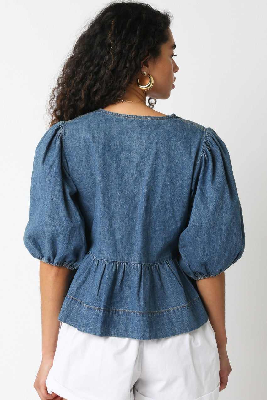 Darby Denim Tie Top