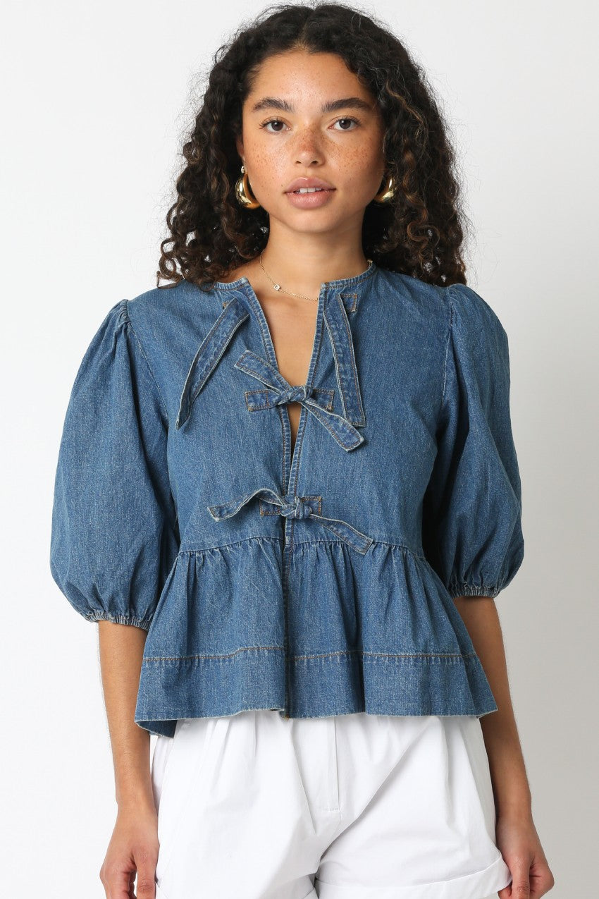 Darby Denim Tie Top