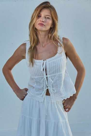 Freddie Eyelet Tie Top