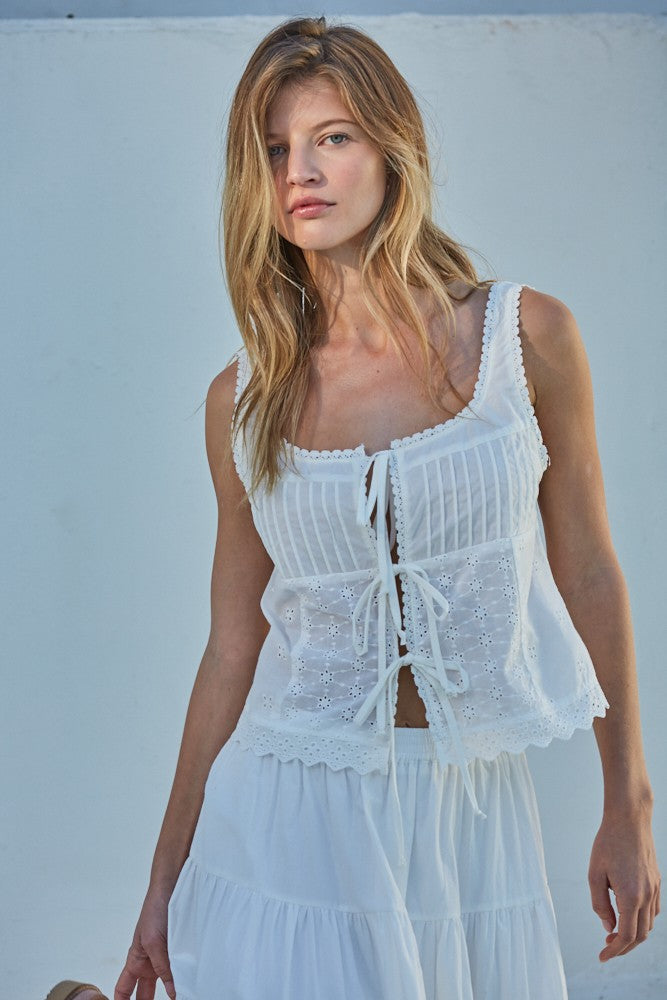 Freddie Eyelet Tie Top