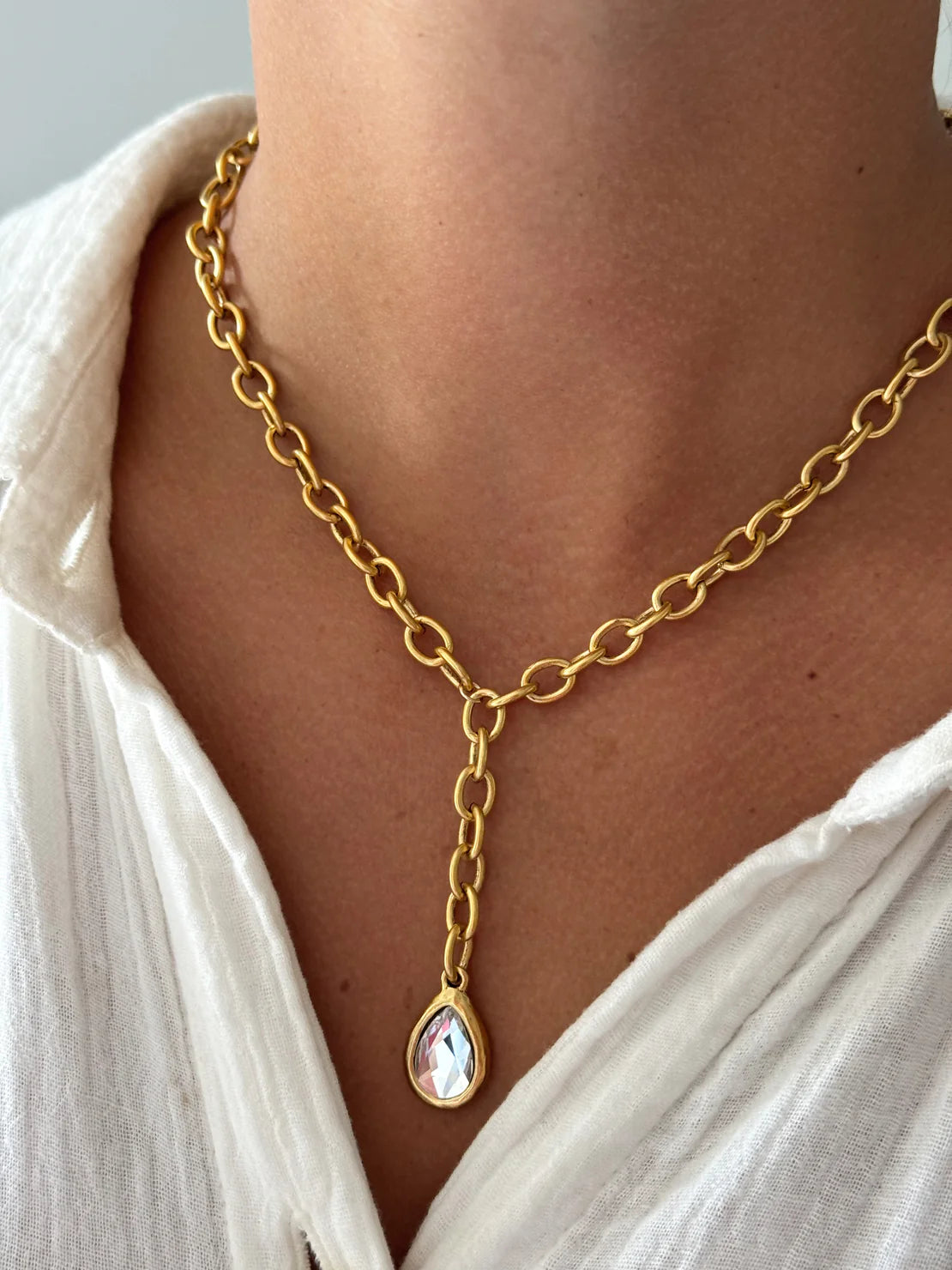 Pear Lariat Necklace