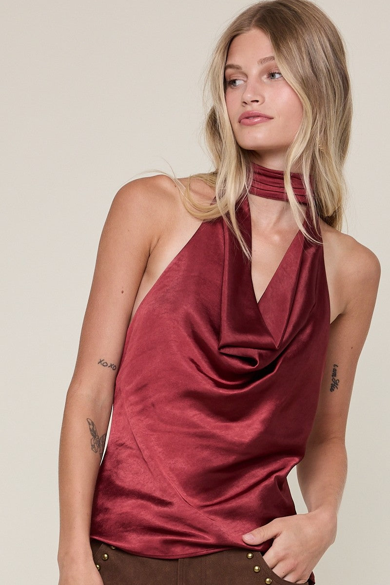 Merlot Halter Blouse